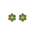 Silver Gold-Tone Flower Studs by Tavya Jewellery - front view