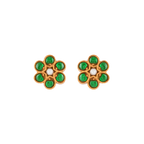 Silver Gold-Tone Flower Studs by Tavya Jewellery - front view