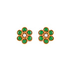 Silver Gold-Tone Flower Studs by Tavya Jewellery - styled close-up