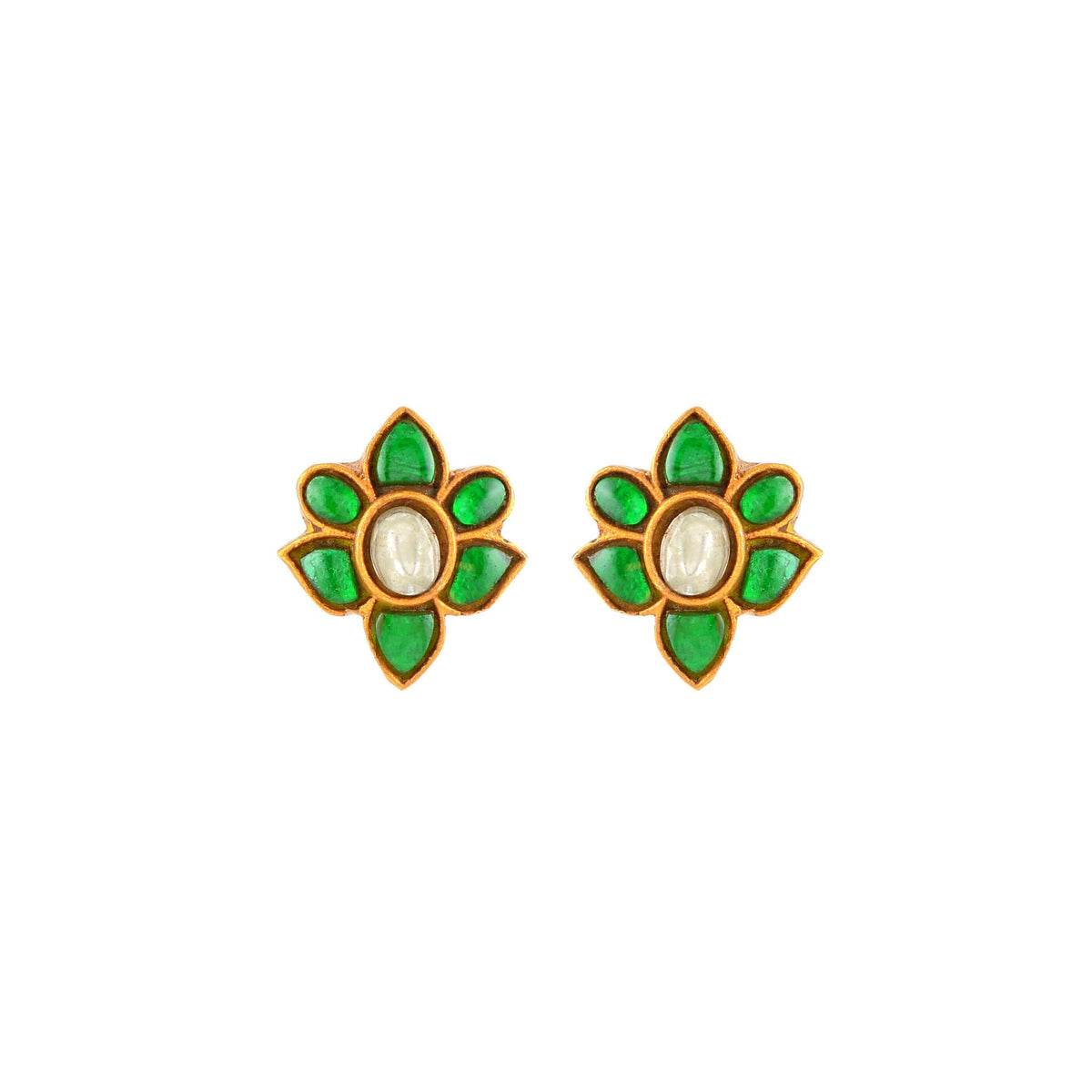 Verdant Bloom Silver Floral Studs by Tavya Jewellery - front view