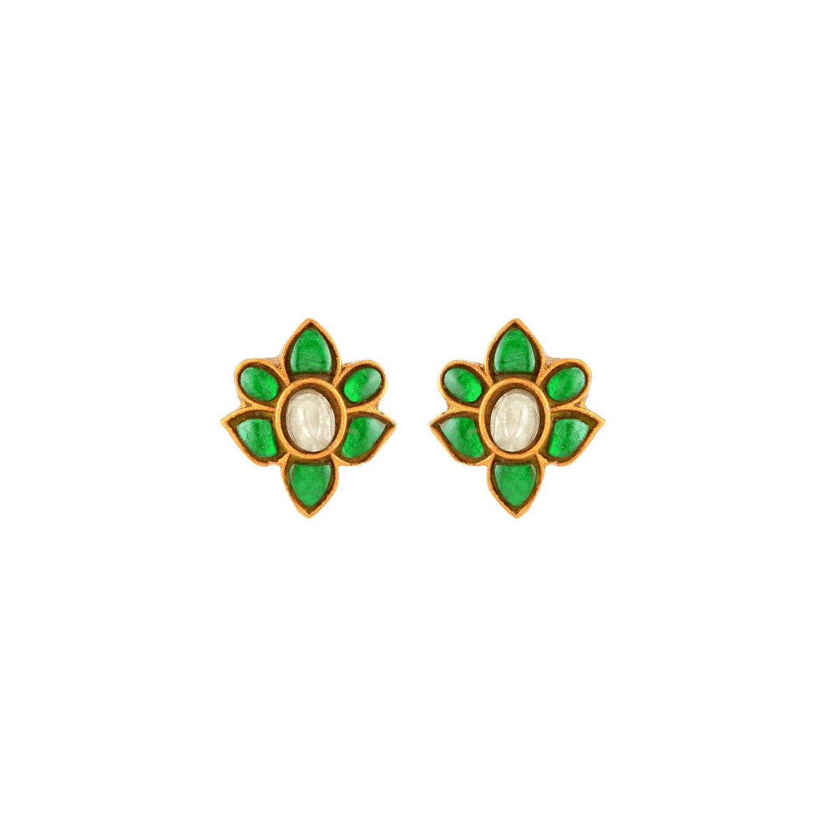 Verdant Bloom Silver Floral Studs by Tavya Jewellery - styled close-up