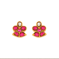 Silver Red Stone Floral Earrings by Tavya Jewellery - front view