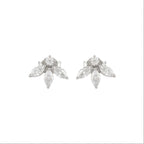 Sparkling Marquise Petal Floral Earrings in 92.5 Silver by Tavya Jewellery - styled close-up