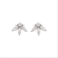 Sparkling Marquise Petal Floral Earrings in 92.5 Silver by Tavya Jewellery - front view