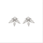 Sparkling Marquise Petal Floral Earrings in 92.5 Silver by Tavya Jewellery - front view