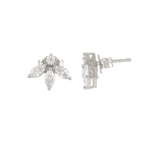Sparkling Marquise Petal Floral Earrings in 92.5 Silver by Tavya Jewellery - full view