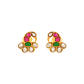 Gold-Plated Silver Peacock Studs by Tavya Jewellery - front view