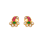 Gold-Plated Silver Peacock Studs by Tavya Jewellery - front view