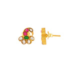 Gold-Plated Silver Peacock Studs by Tavya Jewellery - full view