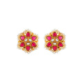 Crimson Bloom Silver Stud Earrings by Tavya Jewellery - front view