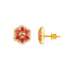 Crimson Bloom Silver Stud Earrings by Tavya Jewellery - full view