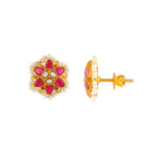 Crimson Bloom Silver Stud Earrings by Tavya Jewellery - side view