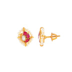 Crimson Glow Mango Pattern Silver Studs by Tavya Jewellery - side view