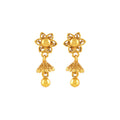 Floral Gold-Plated Silver Jhumka Drops by Tavya Jewellery - front view