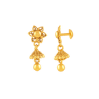 Floral Gold-Plated Silver Jhumka Drops by Tavya Jewellery - styled close-up