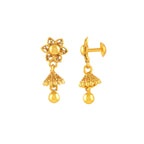 Floral Gold-Plated Silver Jhumka Drops by Tavya Jewellery - close-up detail