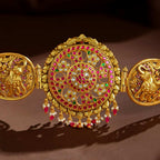 92.5 Silver Temple Vaddanam with Intricate Peacock & Floral Design by Tavya Jewellery - side view