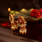 92.5 Silver Kundan Ruby Jhumka Earrings by Tavya Jewellery - side view