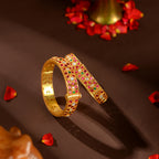 Ruby Emerald Floral Kundan Bangles by Tavya Jewellery - side view