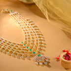 Silver CZ Designer Emerald Long Haram by Tavya Jewellery - side view