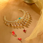 92.5 Silver CZ Designer Emerald Statement Necklace by Tavya Jewellery - side view