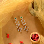 92.5 Silver CZ Emerald Drop Earrings by Tavya Jewellery - front view