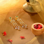 92.5 Silver CZ Emerald Drop Earrings by Tavya Jewellery - side view