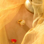 92.5 Silver CZ Floral Finger Ring with Green Stone by Tavya Jewellery - side view