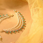92.5 Silver CZ Emerald Champa Swaralu by Tavya Jewellery - side view