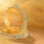 Emerald Designer Silver CZ Bangles by Tavya Jewellery - styled close-up