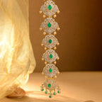92.5 CZ Silver Emerald Drop Hair Chain by Tavya Jewellery - side view