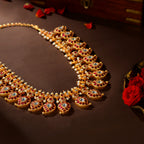 92.5 Silver Royal Kundan Mango Leaf Haram by Tavya Jewellery - side view