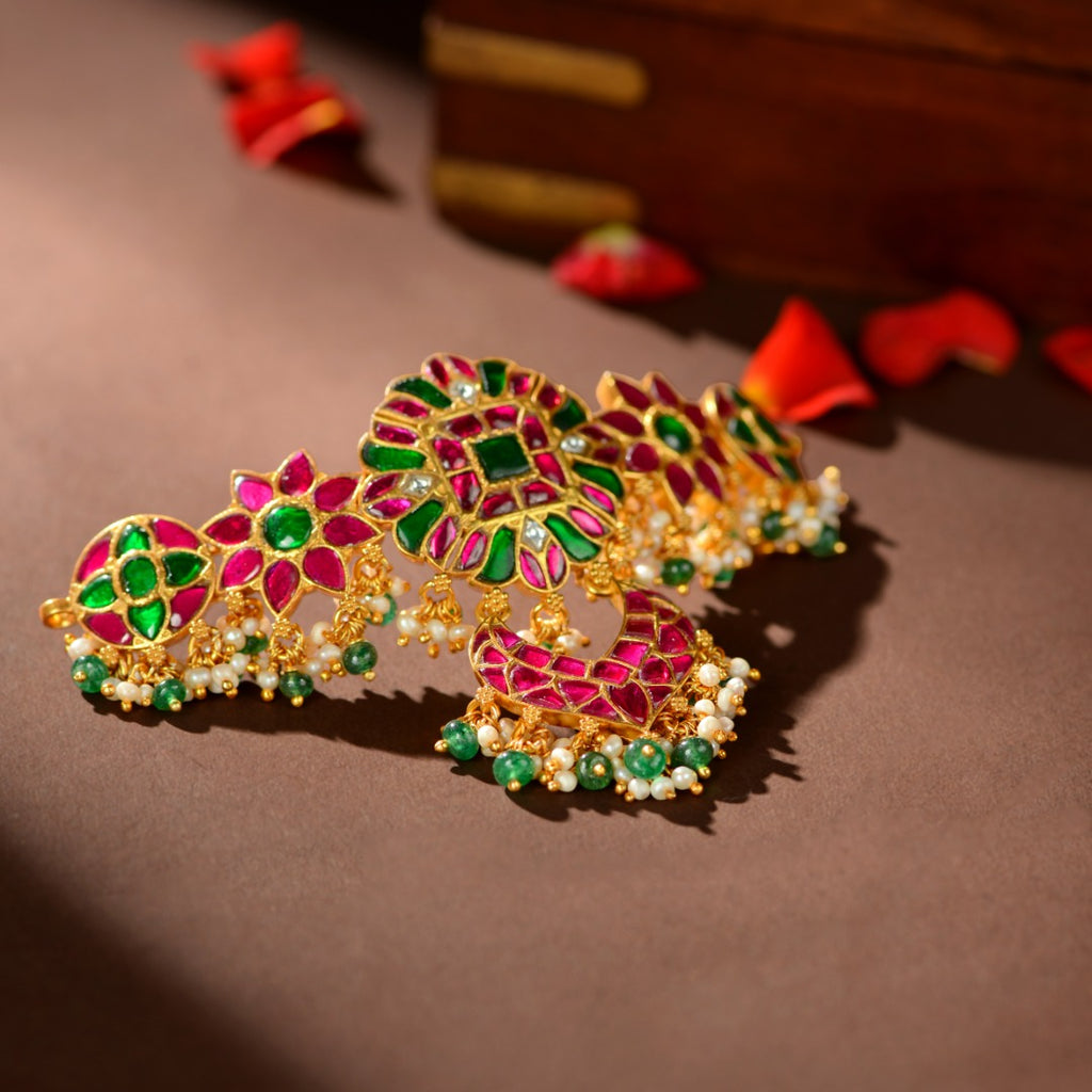 92.5 Silver Royal Kundan Bajuband by Tavya Jewellery - front view