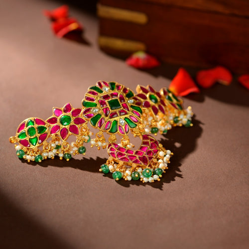 92.5 Silver Royal Kundan Bajuband by Tavya Jewellery - front view