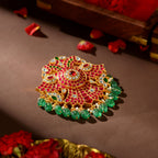 92.5 Silver Royal Kundan Pendant Cum Hair Pin by Tavya Jewellery - close-up detail