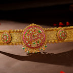 92.5 Silver Kundan Peacock Vaddanam by Tavya Jewellery - styled close-up