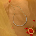 White Elegant Silver CZ Tennis Necklace by Tavya Jewellery - front view