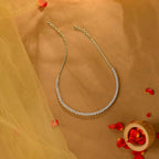 White Elegant Silver CZ Tennis Necklace by Tavya Jewellery - front view