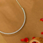 White Elegant Silver CZ Tennis Necklace by Tavya Jewellery - side view