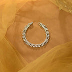 White Sparkling Silver CZ Leaf Bracelet by Tavya Jewellery - front view