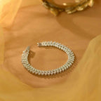 White Sparkling Silver CZ Leaf Bracelet by Tavya Jewellery - side view