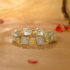 Yellow White Silver CZ Square Bracelet by Tavya Jewellery - front view