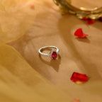Ruby White Silver CZ Halo Ring by Tavya Jewellery - side view