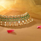 92.5 Sterling Silver Kundan Choker with Pearl Drops by Tavya Jewellery - side view