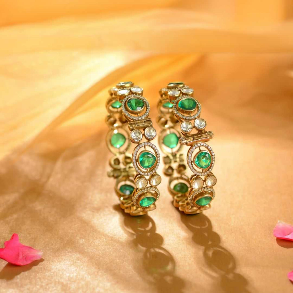 92.5 Silver American Diamond Bangles by Tavya Jewellery - front view