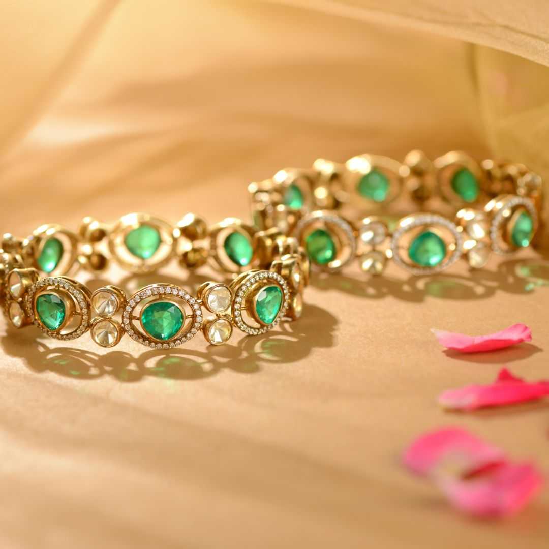 92.5 Silver American Diamond Bangles by Tavya Jewellery - side view