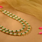 92.5 Silver Emerald Moissanite Long Haram by Tavya Jewellery - side view