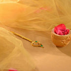 92.5 Silver Emerald CZ Maangtikka by Tavya Jewellery - side view