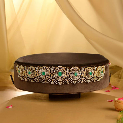 92.5 Silver Emerald American Diamond Vaddanam by Tavya Jewellery - front view