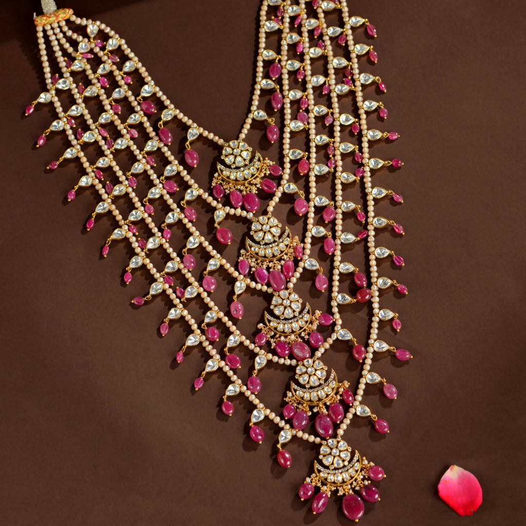 92.5 Silver Royal Sathlada Bridal Necklace by Tavya Jewellery - front view
